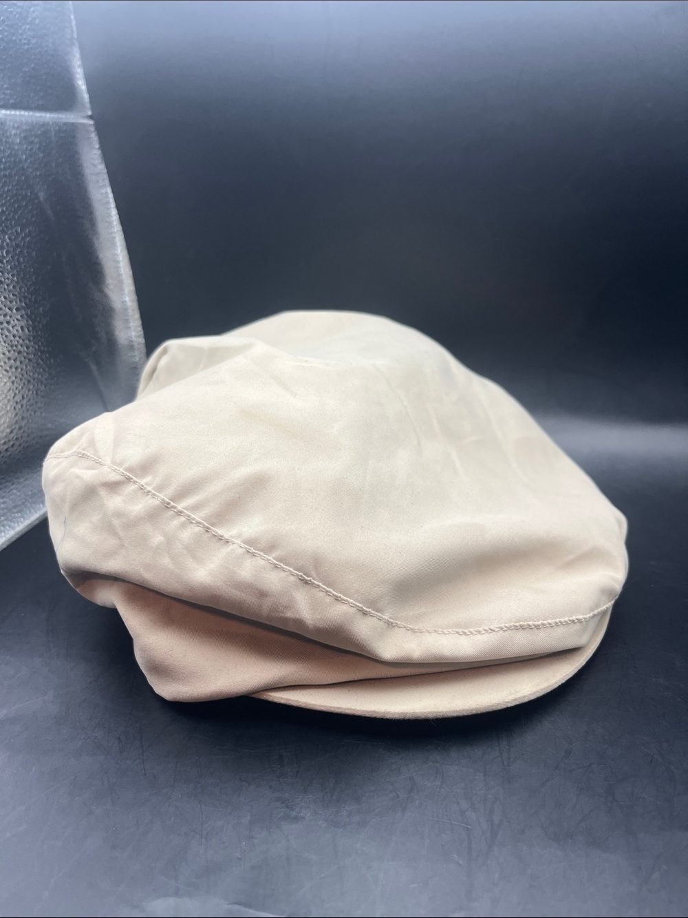 Men's M Beige Cotton Flat Cap - Classic Driving Hat vintage country gentleman